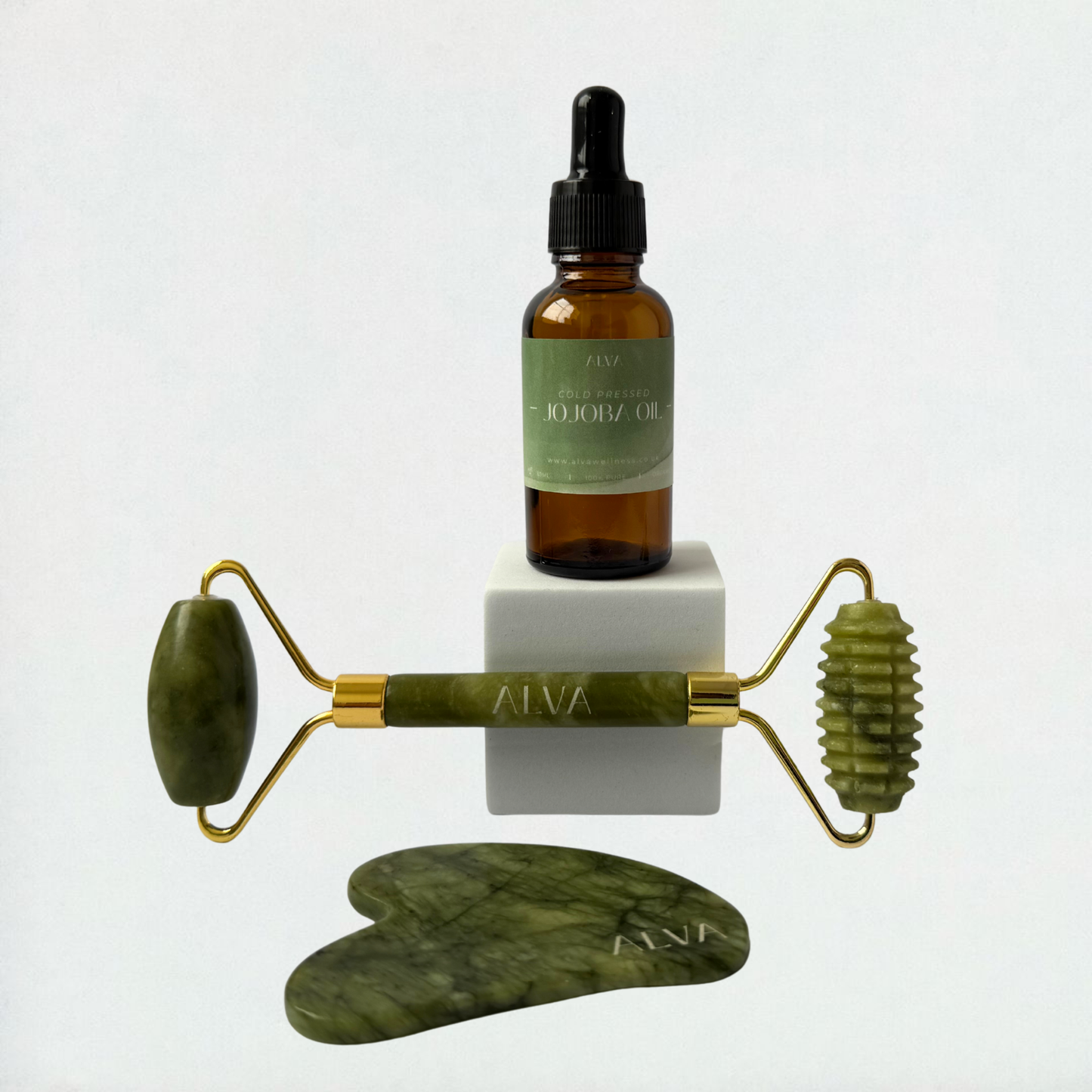 Jade Stone Gua Sha & Roller Set
