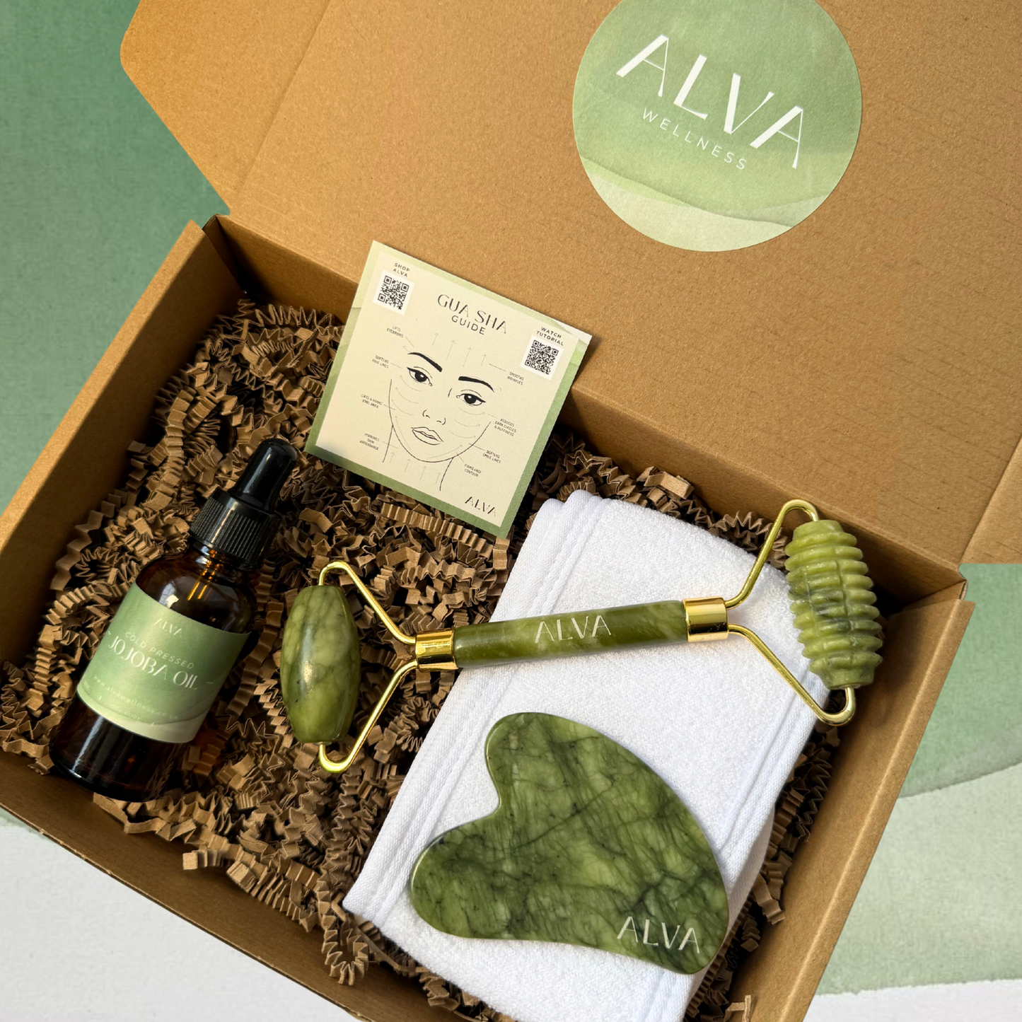 Jade Stone Gua Sha & Roller Set